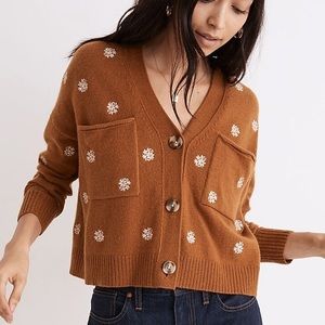 Madewell Floral-Embroidered Upton Cardigan Sweater XL